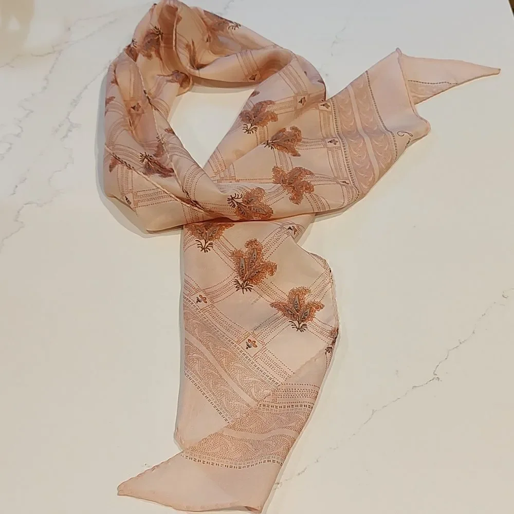 Pierre Cardin Floral Windowpane Check Oblong Scarf Vintage